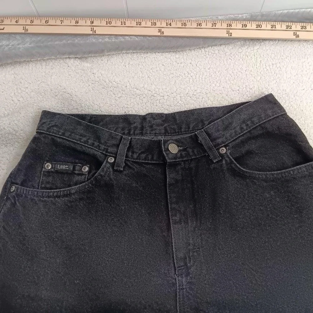 Vintage Lee Jeans Womens 12 Black High Rise Tapered Leg Denim‎ 90s USA Classic